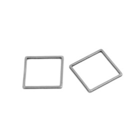 Pendentifs connecteur Carré 20mm, Acier Inoxydable finition Argenté