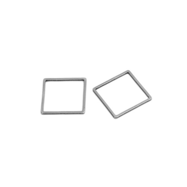 Pendentifs connecteur Carré 20mm, Acier Inoxydable finition Argenté