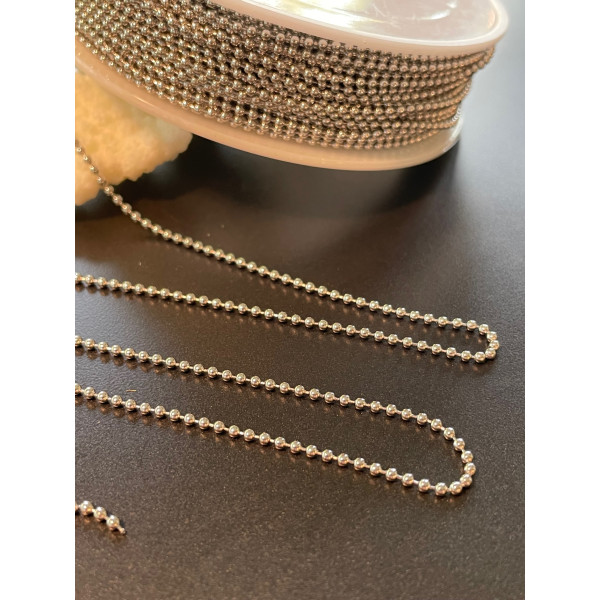 Chaine maille bille 1.5mm, Acier Inoxydable finition Argenté