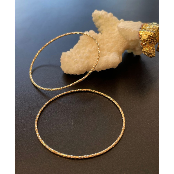 Pendentifs Rond martelé 40 mm, Laiton finition Doré à l'or fin 18K