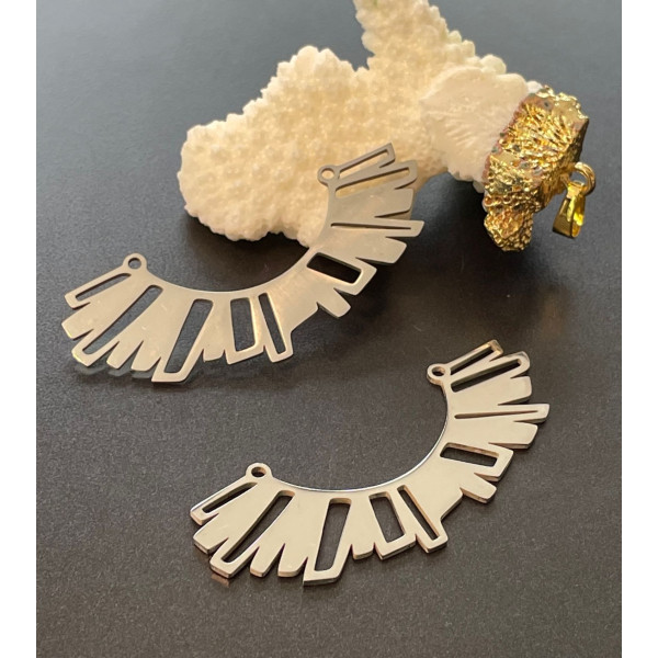 Pendentif, connecteur Forme Géométrique 54mm, Acier Inoxydable finition Argenté