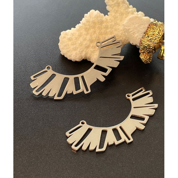 Pendentif, connecteur Forme Géométrique 54mm, Acier Inoxydable finition Argenté