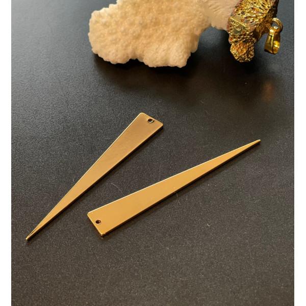 Pendentifs Feuille Texturée 51 mm – Laiton Doré à l’or fin 18K