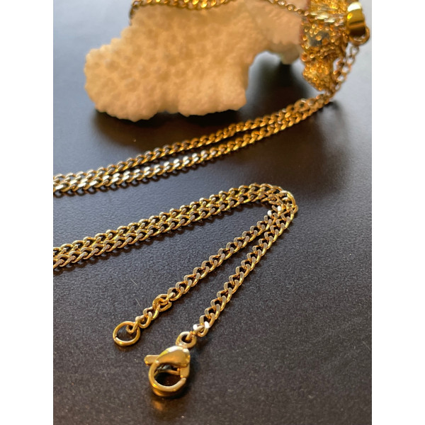 Collier 60 cm, maille  2.8mm, Acier Inoxydable 304 finition Doré, Placage IONIQUE