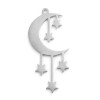 Pendentifs Etoile et Lune 42 mm, Acier Inoxydable finition Argenté