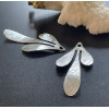 Pendentifs  texturés forme Feuille 35mm, Laiton finition Argenté 925