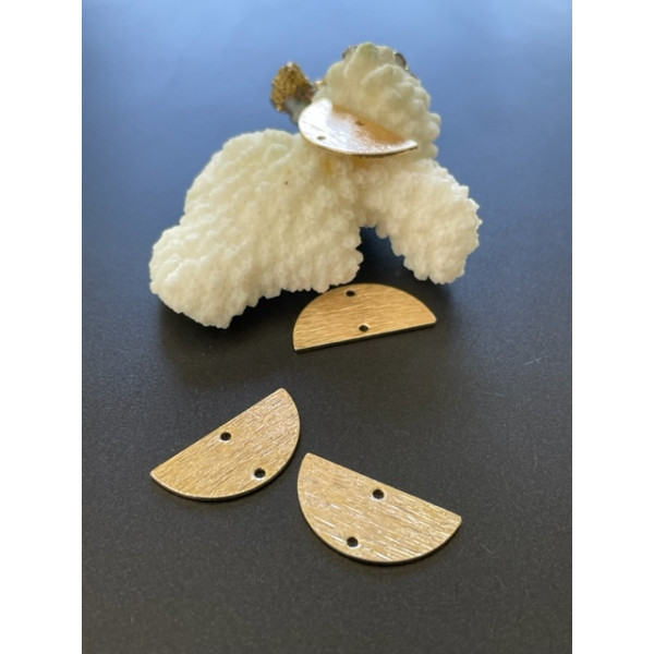 Connecteurs Demi-Cercle 21 mm – Deux Trous – Laiton Effet Brossé – Doré à l'Or fin 18K