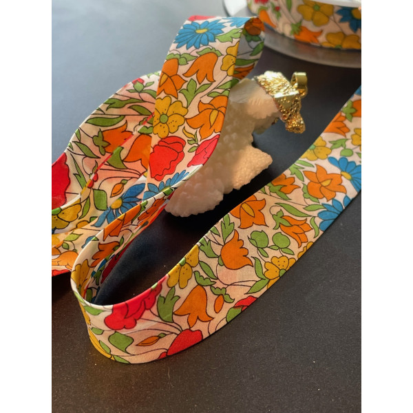 Ruban biais liberty 20mm Fleur Poppy Daisy