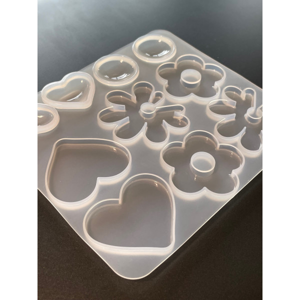 Moule en Silicone, pour réaliser des pendentifs ou Boucles d'oreilles, utilisation FIMO RESINE