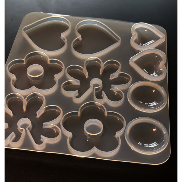 Moule en Silicone, pour réaliser des pendentifs ou Boucles d'oreilles, utilisation FIMO RESINE