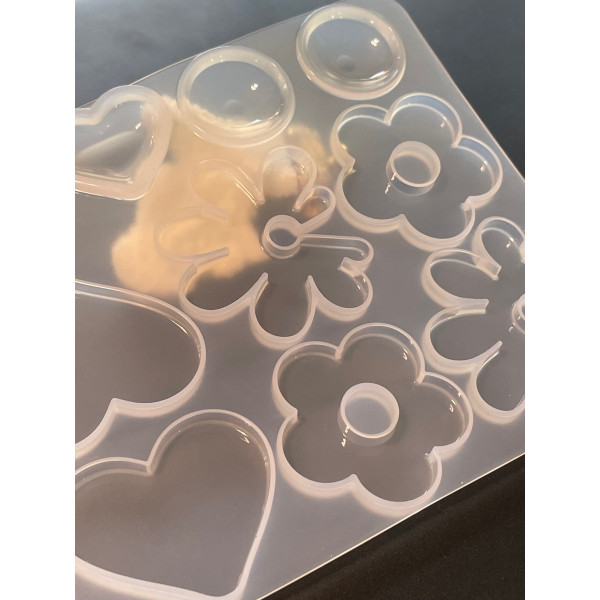 Moule en Silicone, pour réaliser des pendentifs ou Boucles d'oreilles, utilisation FIMO RESINE