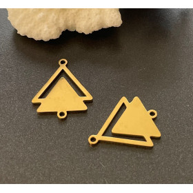 Pendentifs double triangle, Poussière d'étoile, 8mm, Acier Inoxydable 304 Doré