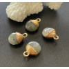 Pendentif 14mm labradorite avec métal finition Doré