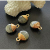 Pendentif 14mm labradorite avec métal finition Doré