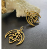 Pendentifs avec anneau Fleur de lotus avec Lune, Yoga healing 19.5mm, Acier Inoxydable finition Doré à l'or fin 18K