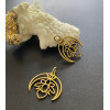 Pendentifs avec anneau Fleur de lotus avec Lune, Yoga healing 19.5mm, Acier Inoxydable finition Doré à l'or fin 18K