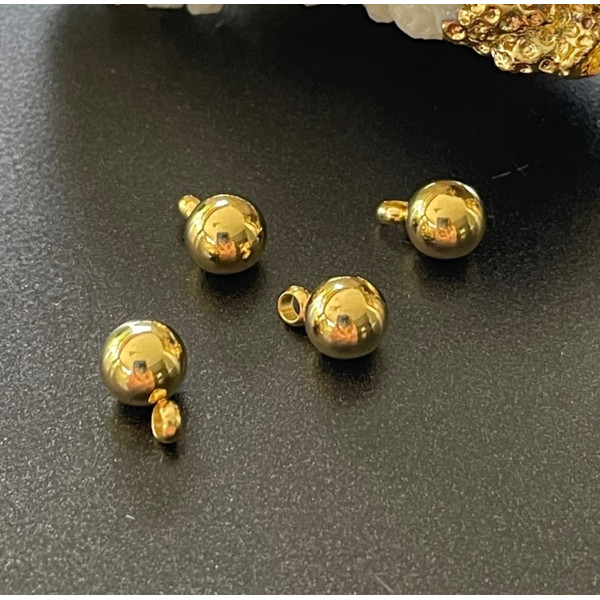 Pendentifs bille 5mm, Acier Inoxydable finition Doré à l'or fin 18K