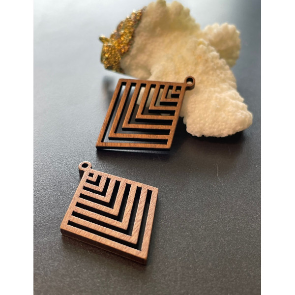 Pendentifs forme Losange 34mm en Bois