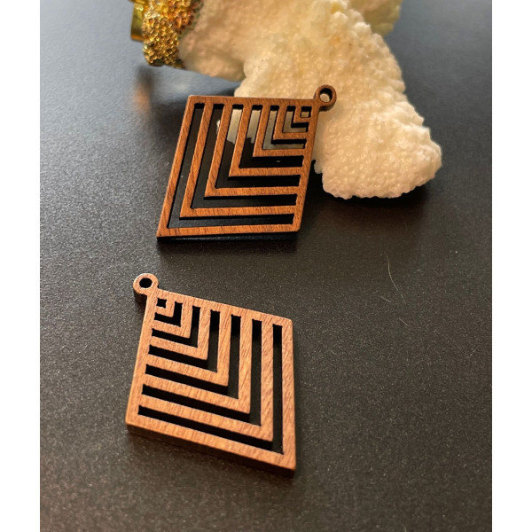 Pendentifs forme Losange 34mm en Bois