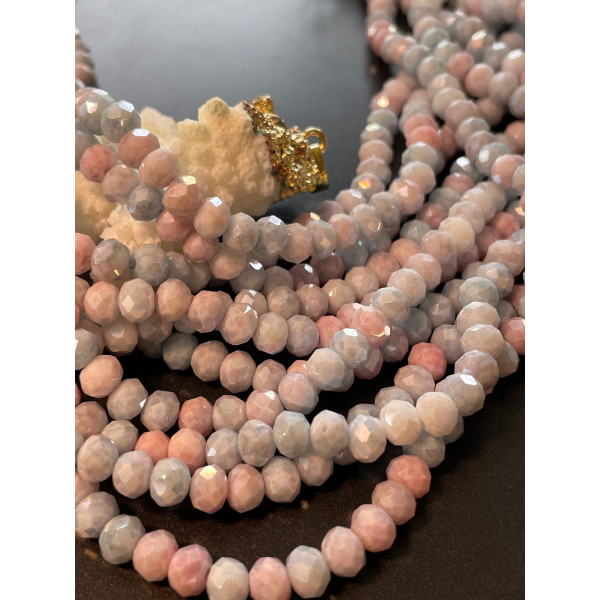 Perles Rondelles 6 par 5mm, Verre Facettée coloris Pastel