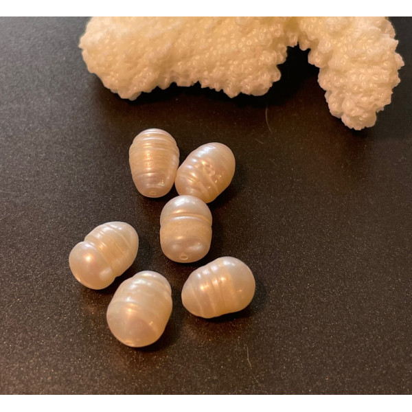 Perles de culture naturelle  8mm, Grain de Riz Blanche Nacrée