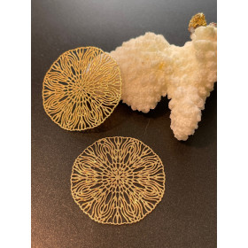 Estampes, pendentif filigrane, Mandala 30mm, laiton finition Doré