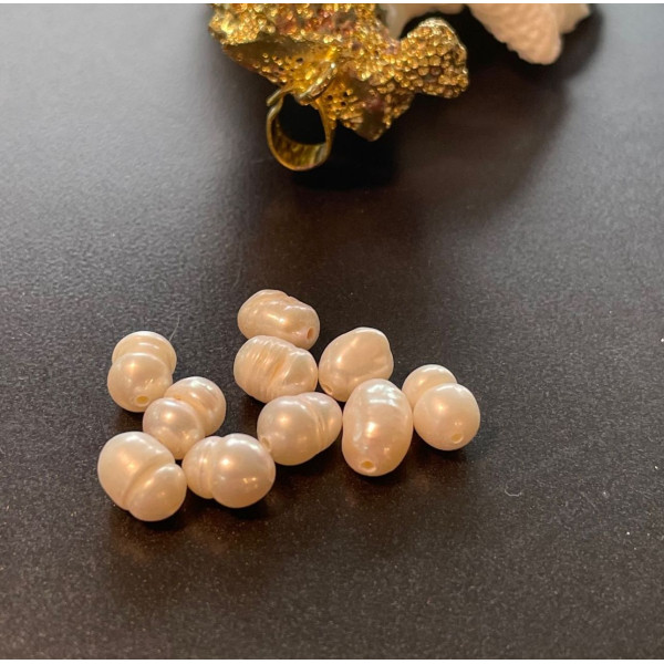 Perles de culture naturelle , Grain de Riz Blanche Nacrée