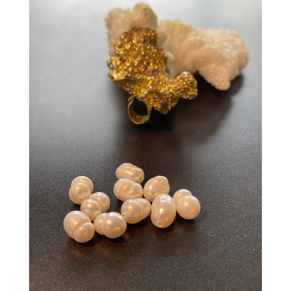 Perles de culture naturelle , Grain de Riz Blanche Nacrée