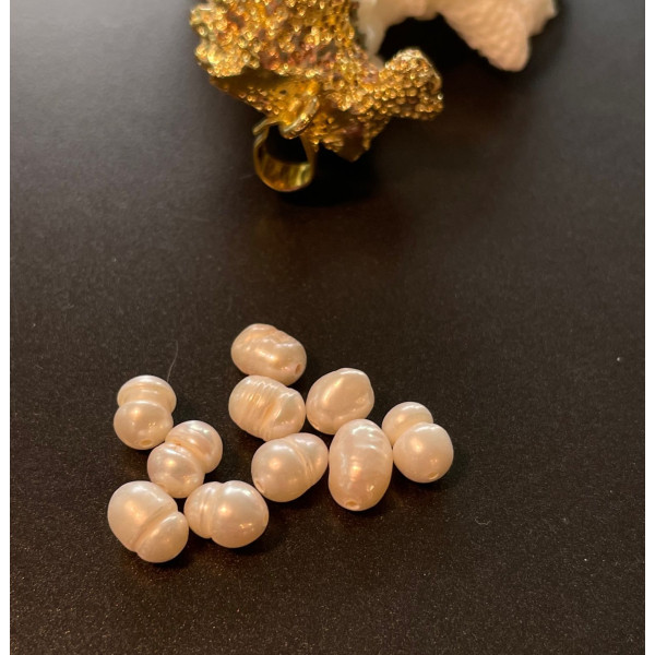 Perles de culture naturelle , Grain de Riz Blanche Nacrée