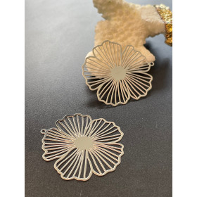 Estampes, pendentif filigrane, Fleurs 35mm, Acier Inoxydable finition Argenté