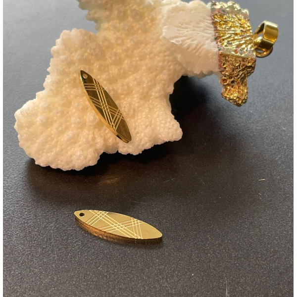 Pendentifs Navette, Acier Inoxydable 316L, Doré à l'or fin 18K, placage IONIQUE