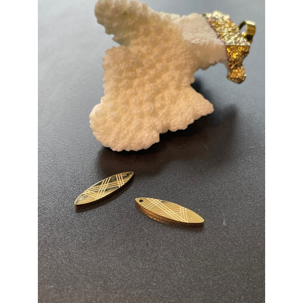 Pendentifs Navette, Acier Inoxydable 316L, Doré à l'or fin 18K, placage IONIQUE