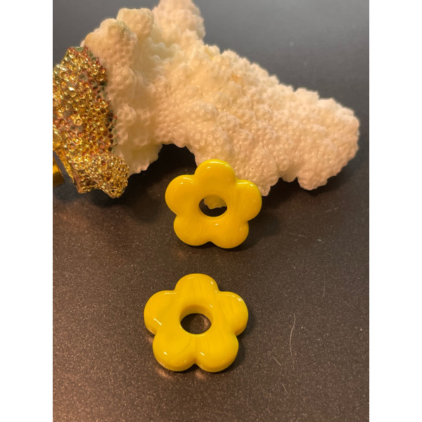 Pendentifs forme fleur 16mm, Verre coloris Jaune