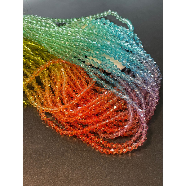 Perles Bicône 4mm, Verre Multicolores