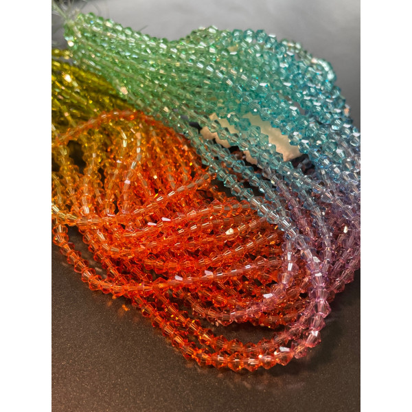 Perles Bicône 4mm, Verre Multicolores