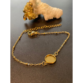 Supports de bracelet 10mm, pour cabochon 10mm, Acier Inoxydable 304, finition Doré