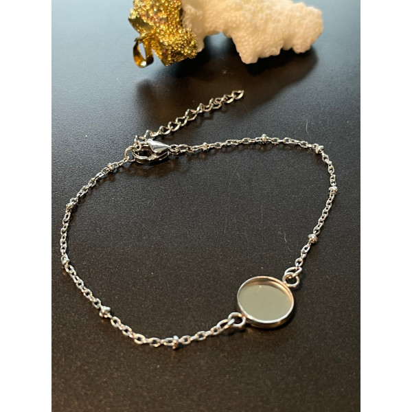 Supports de bracelet, pour cabochon 10mm, Acier Inoxydable 304, finition Argenté