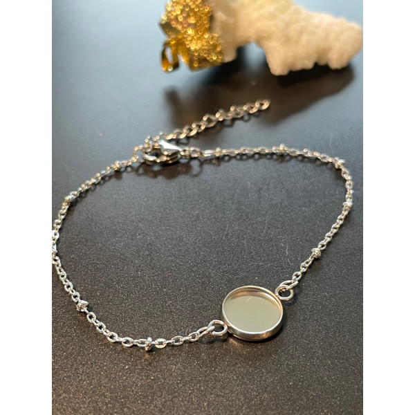 Supports de bracelet, pour cabochon 10mm, Acier Inoxydable 304, finition Argenté