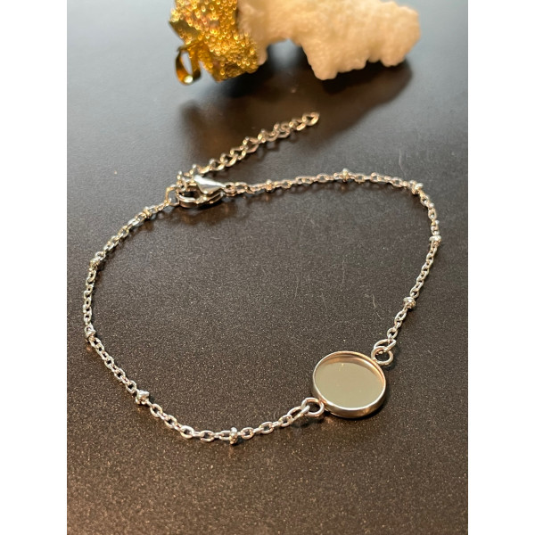 Supports de bracelet, pour cabochon 10mm, Acier Inoxydable 304, finition Argenté