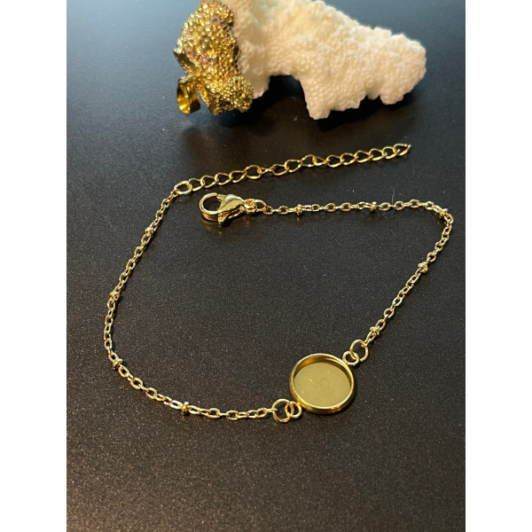 Supports de bracelet, pour cabochon 12mm, Acier Inoxydable 304, finition Doré