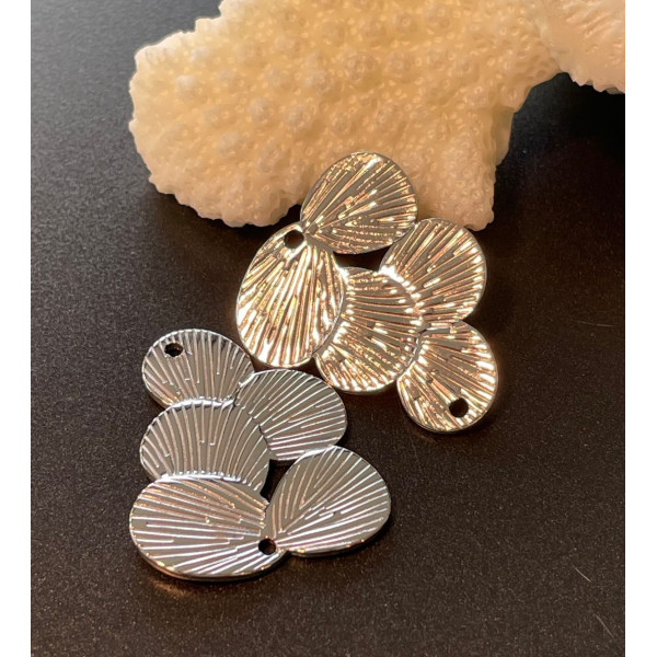 Connecteurs Feuille texturée 23.5mm, Acier Inoxydable 304 finition Argenté