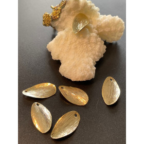 Pendentifs Pétale texturées 18mm, Laiton Doré à l'or fin 24K