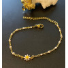 Bracelet Marguerite Fleur Blanche 22 cm, Acier Inoxydable 304  finition Doré