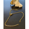 Bracelet ajustable avec chaine d'extension 18cm maille 2mm, Acier Inoxydable 304, Doré à l'or fin 18K