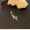 Pendentifs Fleur sur tige 20 mm, symbole mois de Mai, Acier Inoxydable 304 finition Argenté, pour bijoux raffinés