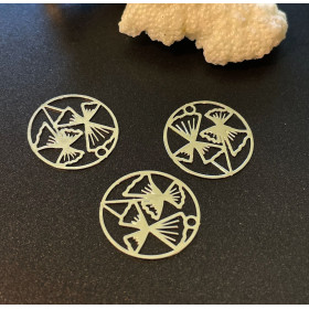 Estampes, Pendentifs Papyrus dans Cercle 17.5mm, métal finition Argenté