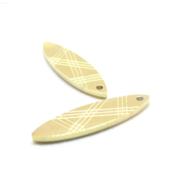 Pendentifs Navette, Acier Inoxydable 316L, Doré à l'or fin 18K, placage IONIQUE