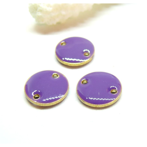 Sequins, médaillons émaillés biface, CONNECTEUR 12mm VIOLET base