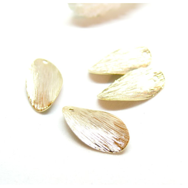 Pendentifs Pétale Texturées Brossées 18mm – Laiton Doré à l'or fin 24K