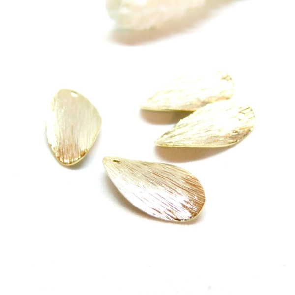 Pendentifs Pétale Texturées Brossées 18mm – Laiton Doré à l'or fin 24K